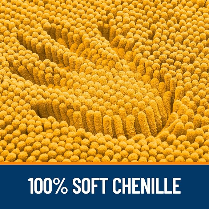 OLANLY Bathroom Rugs 24x16, Extra Soft Absorbent Chenille Bath Rugs, Rubber Backing Quick Dry, Machine Washable Bath Mats for Bathroom Floor, Tub and Shower, Home Decor Accessories, Golden Yellow