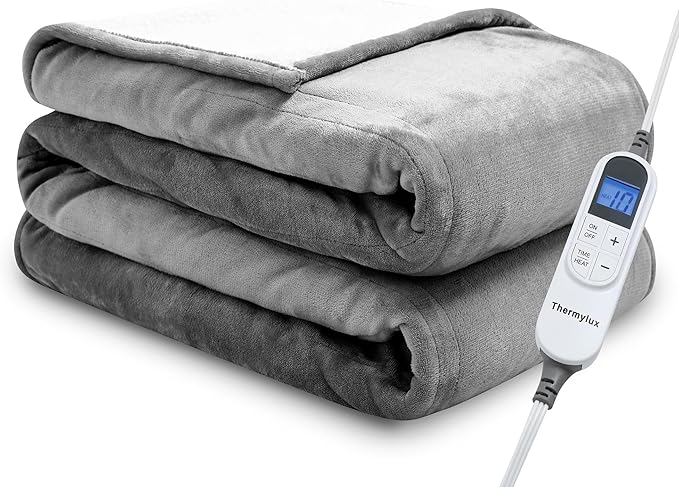 Electric Blanket Full 72"x84" Heated Electric Blankets 10 Heating 12 Time Settings Levels 8 Hours Auto Off Fast Heating and Overheat Protection ETL Certified Machine Washable,Light Grey