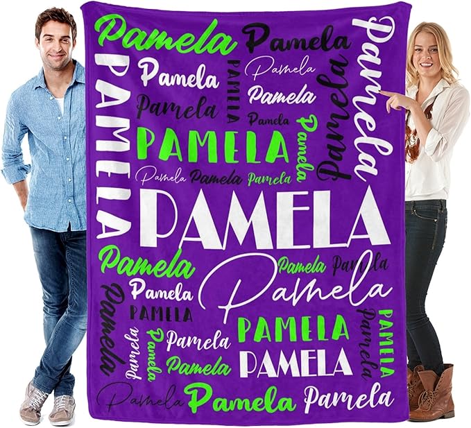 Name Blanket Personalized Blanket for Adult Kids Flannel Customize Throw Blanket Custom (Color 28, 60 x 80 Inches)