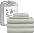 LANE LINEN Split King Sheet Set – 450 Thread Count 100% Cotton Cooling Sheets, Soft & Breathable Sateen Weave, 15” Deep Pocket Fully Elasticized Fitted Sheet, Machine Washable, Moonstruck