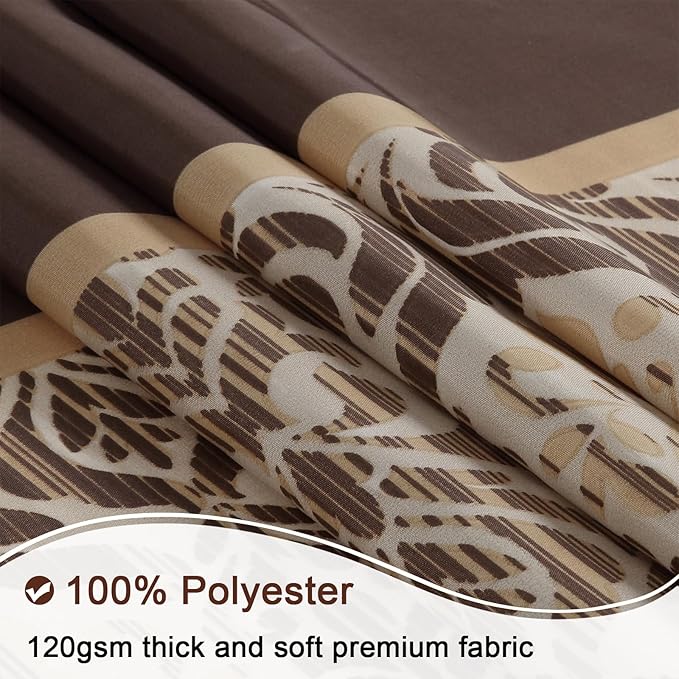 Stall Fabric Shower Curtain, 54 x 72 Inch Brown Damask Print Waterproof Small Shower Curtains for Bathroom