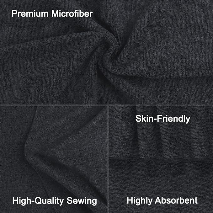 Orighty Black Salon Towel, Pack of 24 (Not Bleach Proof, 16 x 29 Inches) Super Soft and Absorbent Microfiber Hair Salon Towels for Salons, Hand, Gym, Bath, Spa and Home Hair Care