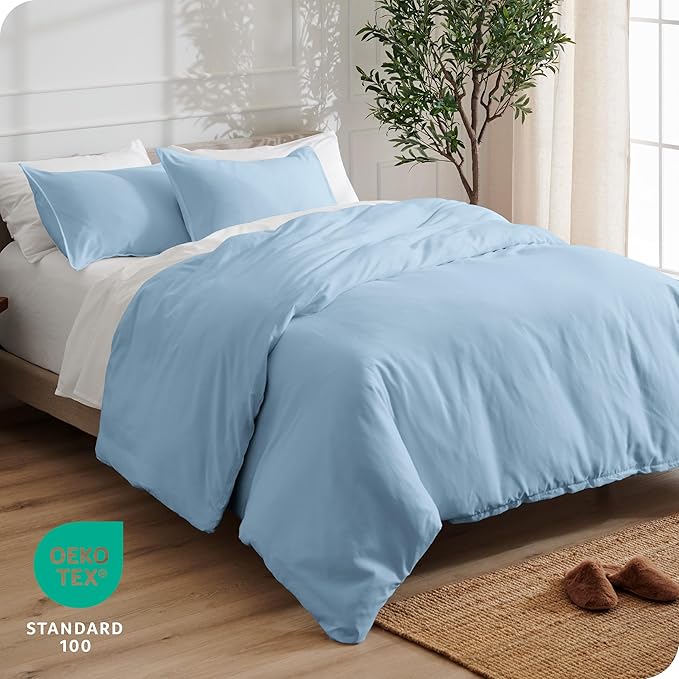 Bare Home Bedding Duvet Cover Extra Long Size - Premium 1800 Super Soft - Lightweight, Cooling Duvet Cover - Soft Breathable Bedding (Twin/Twin XL, Light Blue)