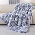 Faux Fur Thick Tie-dye Blue Fluffy Throw Blanket for Couch Bed 50x60 Fuzzy Soft Blanket for Adults Women Gift Home Living Room Decor 860 GSM