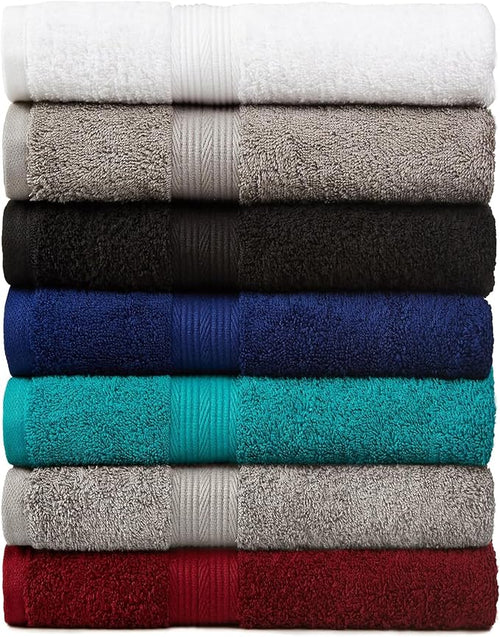 Amazon Basics 6 Piece Oversized Fade resistant Towel set, 100% Cotton towels for bathroom, soft and absorbent, 2 Bath Towels, 2 Hand Towels and 2 Washcloths bathroom towel set, Gray