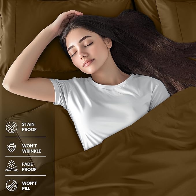 Utopia Bedding King Sheet Set – 4 Piece Bed Sheets for King Size Bed, Soft and Breathable Microfiber, Includes 1 Fitted Sheet, 1 Flat Sheet and 2 Pillowcases (Mocha)