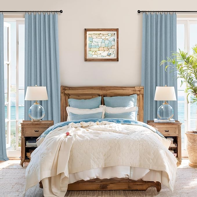 Dusty Blue Curtains for Nursery Girls Boy Bedroom 72 Inch Length 2 Panels Complete Blackout Room Darkening Black Out Shades Insulated Thermal Light Blue Grey Curtains for Winter Summer Heat Blocking