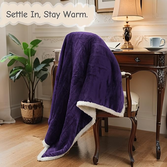 Electric Heated Blanket Full Size 72"x84", Soft Flannel with Overheat Protection, 6 Adjustable Heat Settings & 10-Hour Auto-Off Timer, Fast Heating for Winter Comfort, Dark Purple