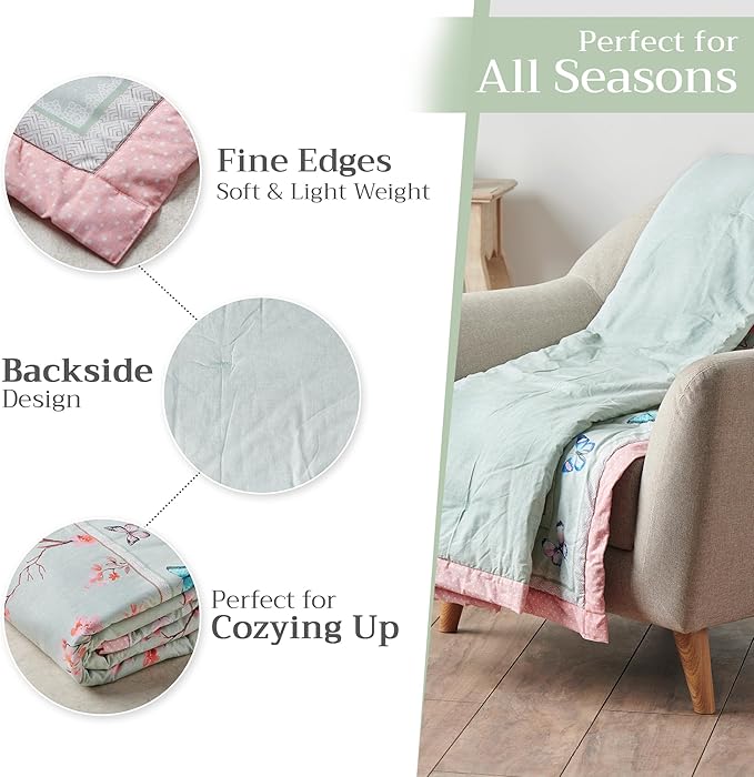 Maison d' Hermine Throw Blanket for Couch Lightweight Soft Warm Breathable Cotton Throw Blankets for Bed Girls Boys Women Men Gifts Sofa Travel Living Room Chair Bedding (50"x60", Blossoms in Spring)
