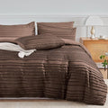 NEXHOME PRO Twin Duvet Cover, Blue 2 Pieces Boho Tufted Twin Size Duvet Cover Set, Soft and Lightweight Microfiber Comforter Cover Set for All Season(Dark Brown,66 x 90)-No Comforter