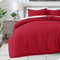 Bare Home Bedding Duvet Cover Queen Size - Premium 1800 Super Soft Collection - Lightweight, Cooling Duvet Cover - Soft Breathable Bedding (Queen, Red)