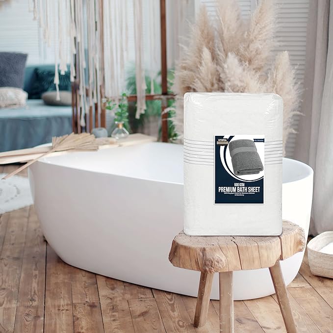 Utopia Towels Premium Jumbo Bath Sheet 1 Pack, 100% Cotton, Highly Absorbent and Quick Dry Extra Large Bath Towel, Super Soft Towel, 35 by 70 Inches, White