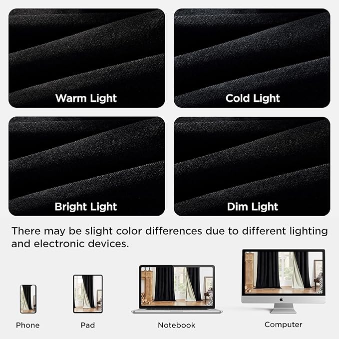 Joydeco Black 100% Blackout Curtains 90 Inch 2 Panels, Luxury Thermal Insulated Black Velvet Curtains for Bedroom Living Room, Soundproof Blackout Window Drapes, Rod Pocket & Back Tab (42W x 90L)