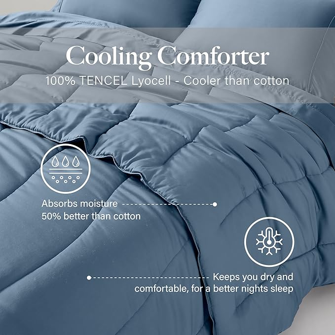 Modern Threads Tencel Lyocell Luxury Ultra Soft Down Alternative Comforter, Blue, King