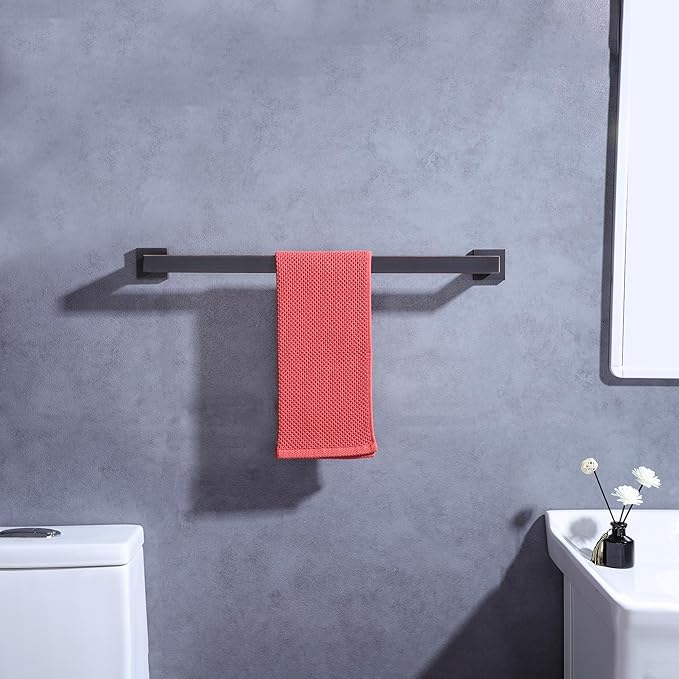 LANC ORB 32-Inch Towel Bar for Bathroom Kitchen Square Towel Rack, Total-34 Towel Rod Oil Rubbed Bronze Bath Towel Holder Heavy Duty Wall Mounted Towel Hanger Shower Towel Rail, A8804ORB-8P1