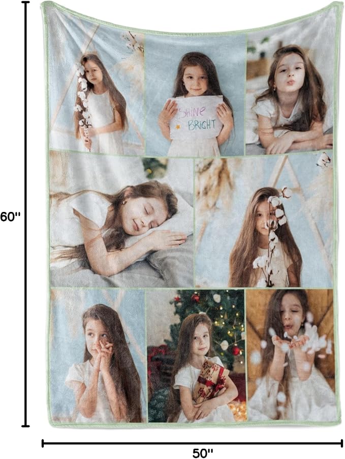Ships Next Day, Custom Blanket with Picture - Printed in USA, Personalized Photo Blanket (Sherpa – 50x60)