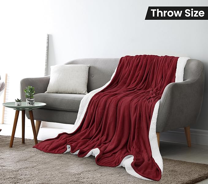 Utopia Bedding Sherpa Blanket Throw Size (Red, 50x60 Inches) - Soft Lightweight Plush Fleece Reversible Blanket for Bed, Sofa, Couch, Camping and Travel
