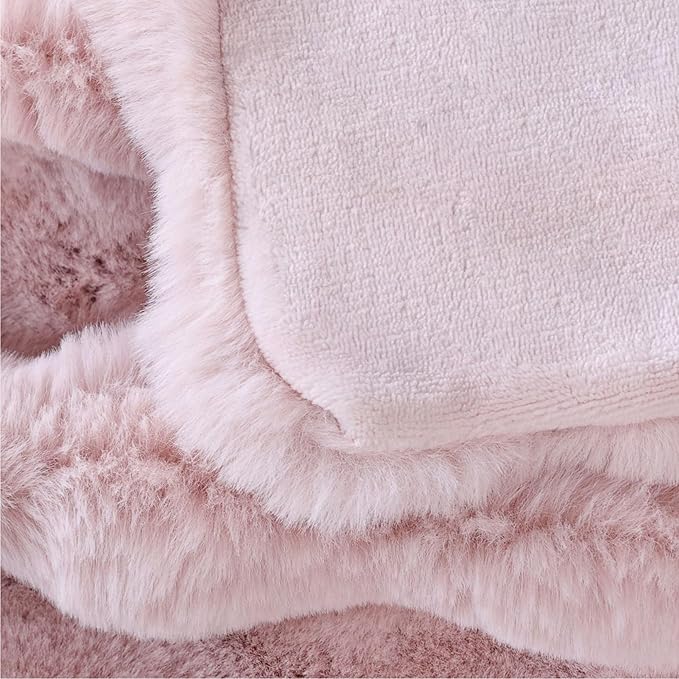 Pink Fluffy Faux Fur Throw Blanket for Bed Couch Living Room Fuzzy Bubble Cozy 50x60 Decorative Throw Blanket Rabbit Fur Bunny Blanket Girls Home Decor 860 GSM