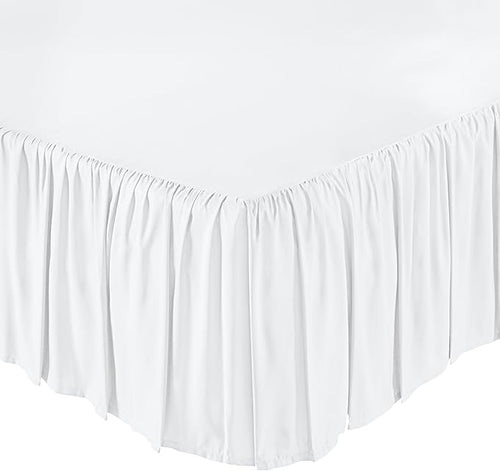Amazon Basics Lightweight Ruffled Bed Skirt, Classic Style, Soft and Stylish 100% Microfiber With 16" Drop, Full, White, Solid