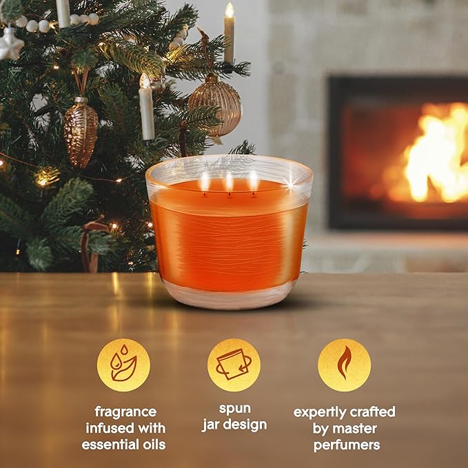 Glade 3-Wick Scented Candle Jar, Pumpkin & Ginger, Air Freshener Infused with Essential Oils, 6.8 Oz, 3 Count