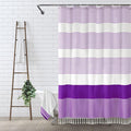 Awellife Boho Purple Shower Curtain for Bathroom Stripe Tassel Shower Curtain 72 X 72 Inches Farmhouse Cotton