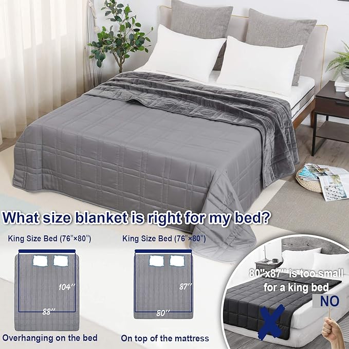 Reversible Weighted Blanket King Size 25lbs(88''x104'', All Season Use), Warm Short Plush and Cool Tencel Fabric Double-Sided Weighted Blanket California King Size for Couples - Carry Bag Included