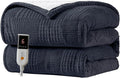 Heated Blanket Electric Blanket Throw 50''X60''-Heating Blanket with 9 Heat Settings-2-10 Hours Auto Off,ETL Certified,Machine Washable (Black)