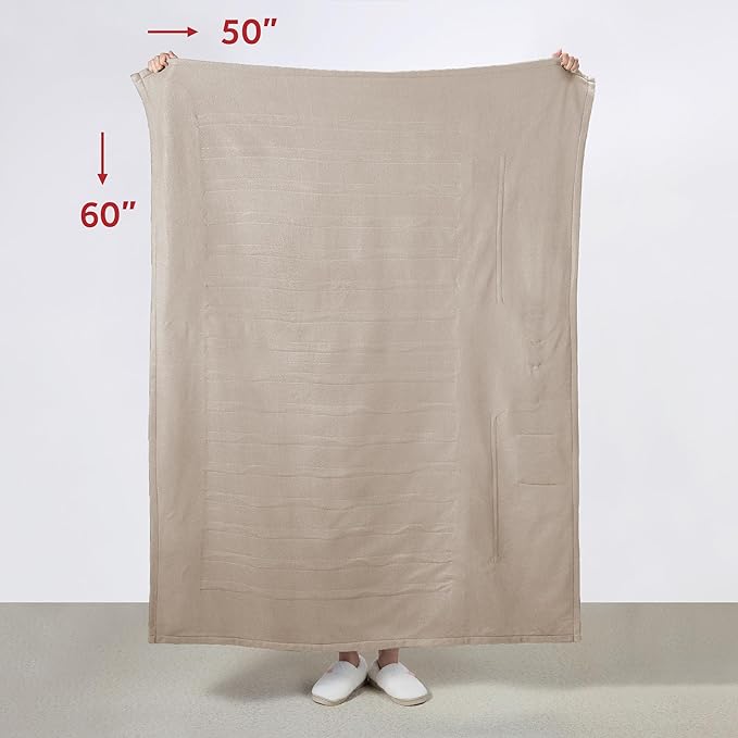 Sunbeam Electric Throw Royal Luxe Microplush Heated Blanket, 4 Heat Settings, 4-Hour Auto Shut-Off, Fast Heating, Warm and Cozy, Peyote Color, 50" x 60"