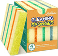 4 Pack Scrub Sponge - Temperature-Responsive - 50% More Power & Rinses Cleaner Cleaning Sponges, Multipurpose Dish Sponges for Kitchens, Bathrooms, and Outdoor Use - Patent Pending