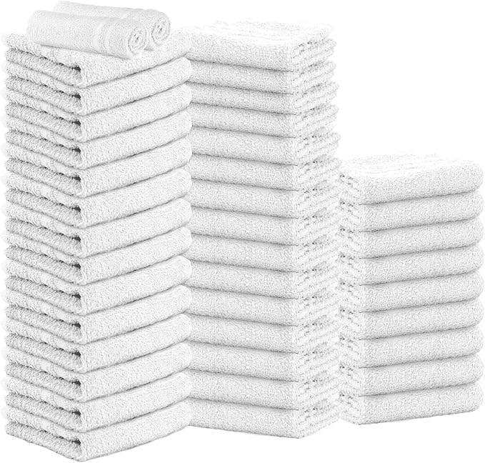 Hand Towels (Pack of 40) - White Economy Salon & Spa Towels - 100% Cotton, Highly Absorbable, 16 x 27 Inches