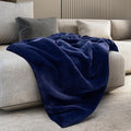 Mon Chateau 60" x 70" Embrace Foldover Faux Fur Throw, Plush Throw with 6cm Foldover for Couch, Sofa, or Bed, Ultra Soft Blanket for Sleeping or Home Decor, Midnight Tide