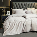 MooMee Duvet Cover Set 100% Extra Long Staple Cotton 600 Thread Count Silky Sateen Smooth Luxury Soft Breathable Durable Hotel Quality Bedding, 3 Pieces (Silver Gray, Queen 90"x90")