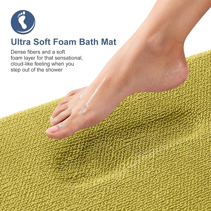 OLANLY Thick Memory Foam Bath Mat Rug 30x20, Extra Soft Absorbent Bathroom Rug, Quick Dry Bath Mat, Non-Slip, Machine Washable Carpet for Bathroom, Tub and Shower, Home Decor Accessories, Deep Mustard