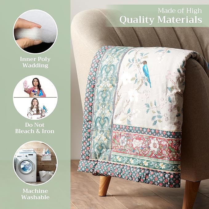 Maison d' Hermine Throw Blanket for Couch Lightweight Soft Warm Breathable Cotton Throw Blankets for Bed Girls Boys Women Men Gifts Sofa Travel Living Room Chair Bedding (50"x60", Osaka)