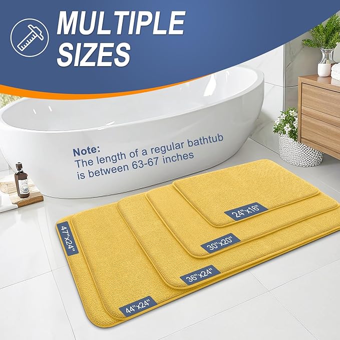 OLANLY Thick Memory Foam Bath Mat Rug 30x20, Extra Soft Absorbent Bathroom Rug, Quick Dry Bath Mats, Non-Slip, Machine Washable Carpet for Bathroom, Tub and Shower, Home Decor Accessories, Yellow