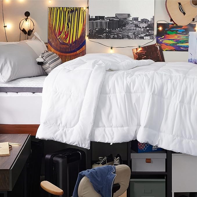Bedsure Comforter Duvet Insert - Quilted Comforters Twin XL Size, All Season Duvet, GentleSoft Down Alternative Bedding, with 8 Tabs, Gifts for Women/Men, White, Twin XL 92 x 68 Inches