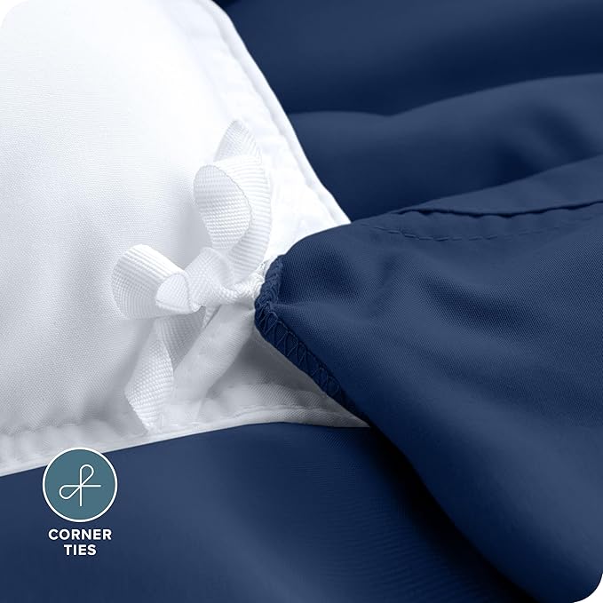 Bare Home Bedding Duvet Cover Oversized Queen Size - Premium 1800 Super Soft Collection - Lightweight, Cooling Duvet Cover - Soft Breathable (Oversized Queen, Dark Blue)