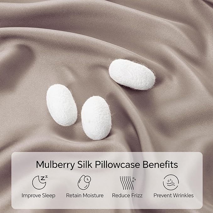 INFIIXSO Body Pillow Cover with Zipper, Luxury Mulberry Silk Body Pillow Case 20x54 Inches, Ultra Smooth and Soft Cooling Long Pillowcase, Gift for Women, Men(Caramel)