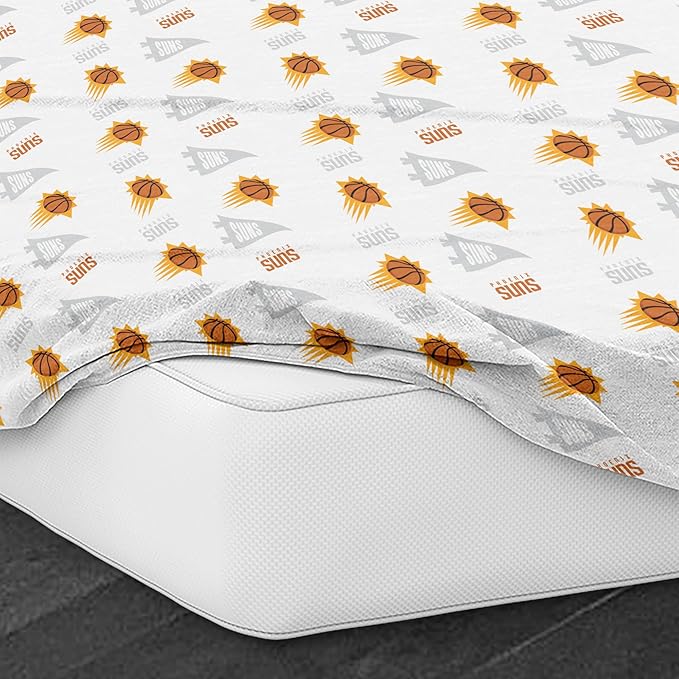 Northwest Officially Licensed Phoenix Suns NBA Queen Size Sheet Set – Soft Team Logo Bedding for Dorms, Bedrooms, Fan Caves & Game Day Style