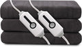 Electric Heated Blanket 84"x90" Queen Size, Soft Coral Fleece, Dual Controllers with 4 Heating Levels and 10 Hours Auto-Off, Machine Washable, Cozy Plush Fabric for Home, Dark Grey