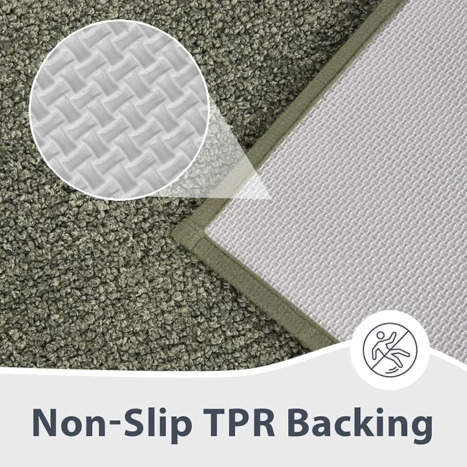 Bathroom Rugs 20" x 30", Non-Slip Extra Soft Absorbent Bath Rugs, Machine Washable Quick Dry Bath Mats for Bathroom Floor, Shower, Bathtub and Sink, Sage Green & Budding Green