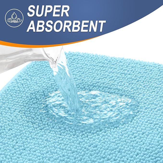 OLANLY Thick Memory Foam Bath Mat Rug 36x24, Extra Soft Absorbent Bathroom Rug, Quick Dry Bath Mats, Non-Slip, Machine Washable Carpet for Bathroom, Tub and Shower, Home Decor Accessories, Sky Blue