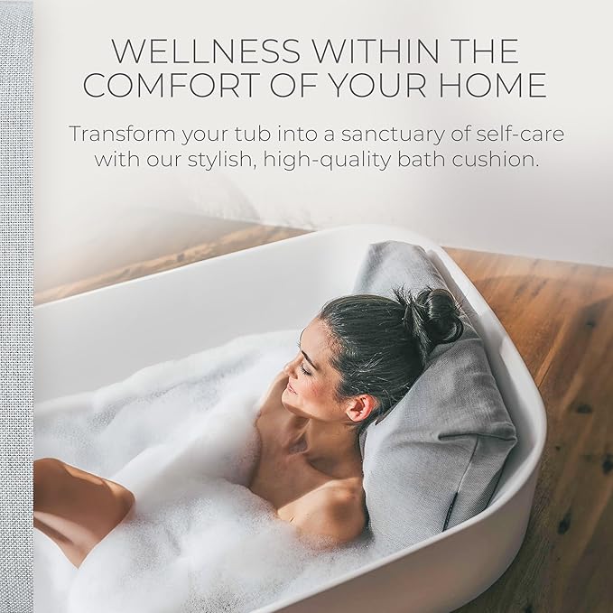 BADESOFA® Luxury Bath Pillow S - Ultra Comfortable & Quick-Drying Bath Back Pillow - Washable Full Body Bath Pillow for Bathtub - Therapeutic Head and Neck Support - Luxury Spa Cushion in Grey