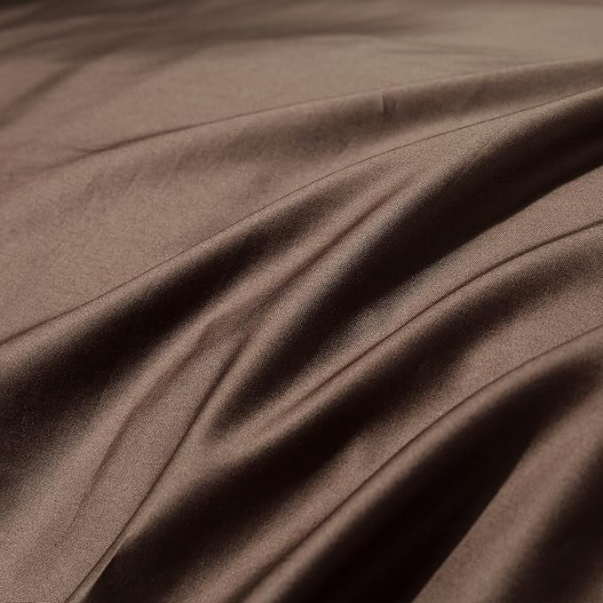 MooMee Duvet Cover Set 100% Extra Long Staple Cotton 600 Thread Count Silky Sateen Smooth Luxury Soft Breathable Durable Hotel Quality Bedding, 2 Pieces (Chocolate Brown,Twin 68"x90")