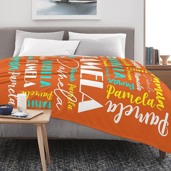 Name Blanket Personalized Blanket for Adult Kids Flannel Customize Throw Blanket Custom (Color 24, 30 x 40 Inches)