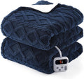 CAROMIO Electric Blanket Full Size - Thick Tufted Sherpa Heated Blanket with 10 Heating Levels and 10 Time Settings, ETL Certified Machine Washable Fast Heating Blanket Full 72"×84", Navy Blue