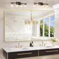 55"x36" Gold Bathroom Mirror, Large Rectangle Mirror, Rectangular Wall Mirror, Rounded Corner Vanity Mirror with Aluminum Metal Frame for Bathroom Bedroom Living Room Horizontal/Vertical