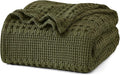 PHF 100% Cotton Waffle Weave Blanket King Size for Bed, Soft Lightweight & Breathable, All-Season Comfort, Luxury Aesthetic Woven Bedding for Home Decor, 108"x90", Capulet Olive