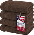 American Veteran Towel, Hand Towels for Bathroom Set of 4, 100% Cotton Turkish Hand Towel Sets, Soft Hand Face Towels, Brown Hand Towels