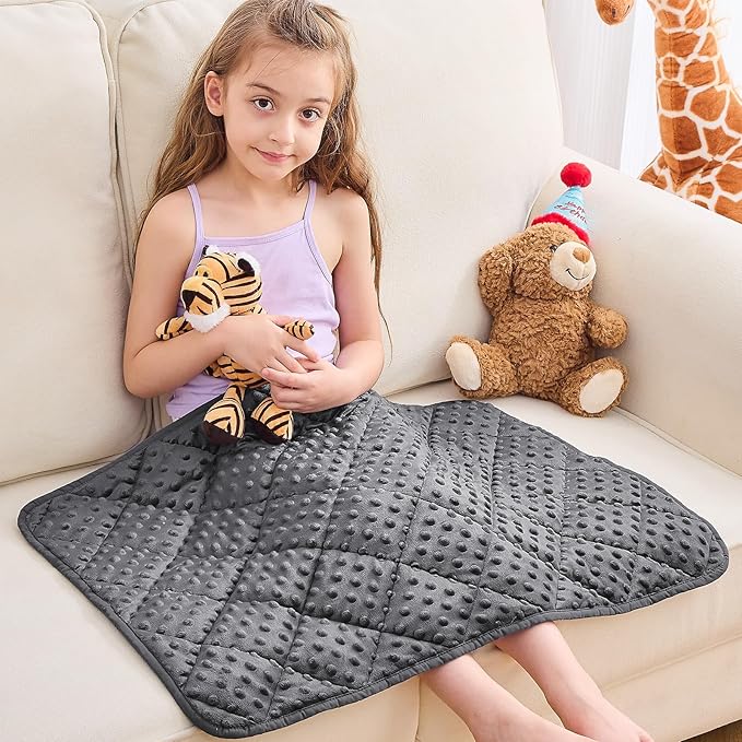 yescool Weighted Lap Pad 2 lb Weighted Lap Blanket, Small Lap Blanket Cooling Heating Weighted Throw Blankets, Minky Blankets Gift for Travel Indoor Outdoor, 20 * 30in